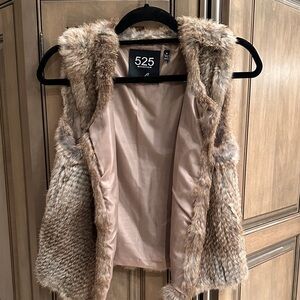 525 America Women's Faux Fur Vest - Brown and Cream
